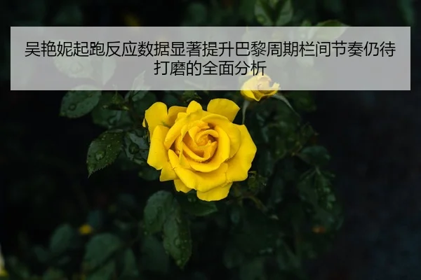 吴艳妮起跑反应数据显著提升巴黎周期栏间节奏仍待打磨的全面分析